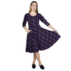 Svaha Purple Dice Twirl Dress DnD D&D RPG D20 Gamer Girl Size L Organic Cotton